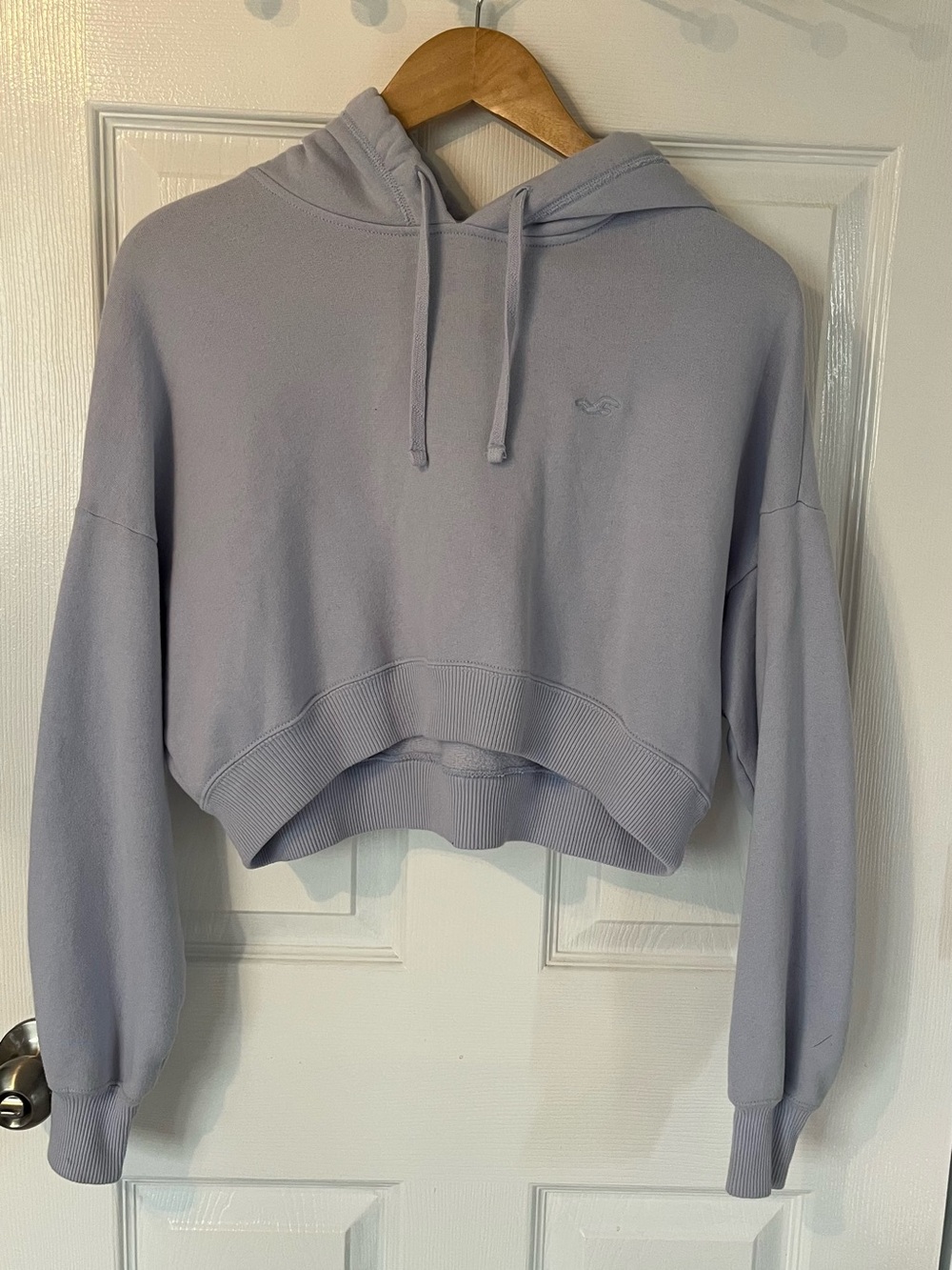 Hollister Cropped Hoodie Light Blue XS Oversized Fit